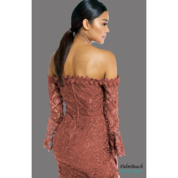 Flower Lace Off Shoulder Mini Dress - Picture 2 of 2